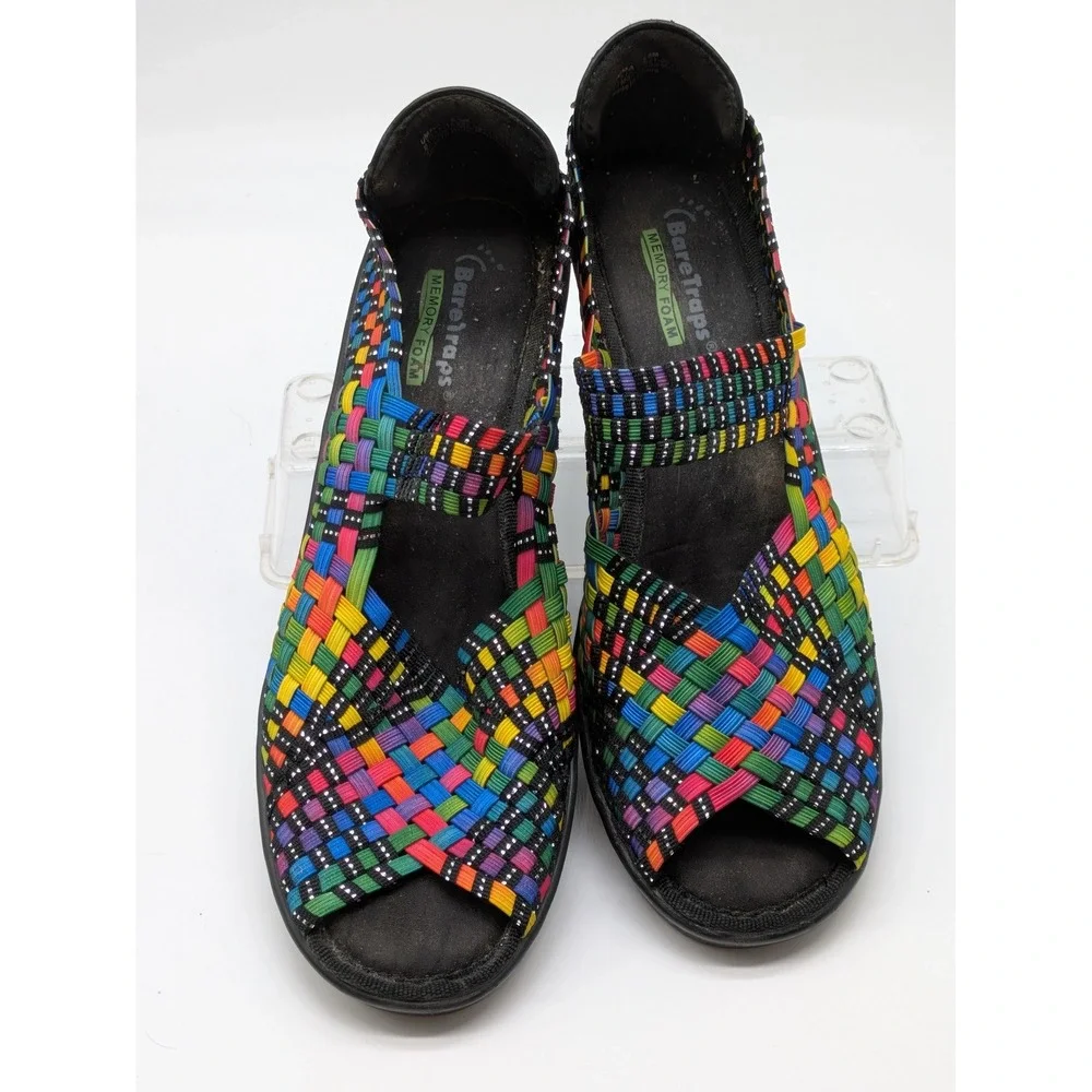 Baretraps Women's 8.5M Rainbow Woven Memory Foam Wedge Sandals Comfort Shoes